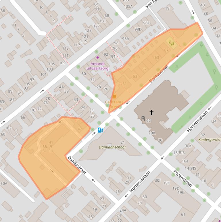 Kaart van postcodegebied 3702VJ.