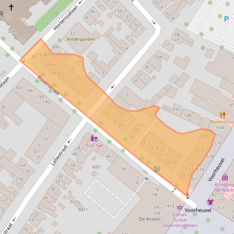 Kaart van postcodegebied 3702VN.