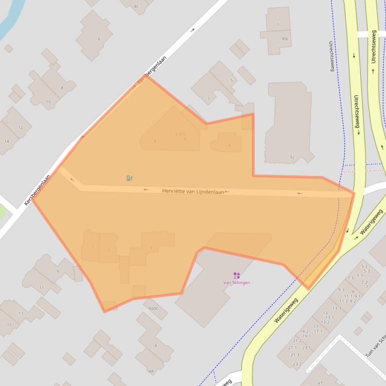 Kaart van postcodegebied 3703AS.