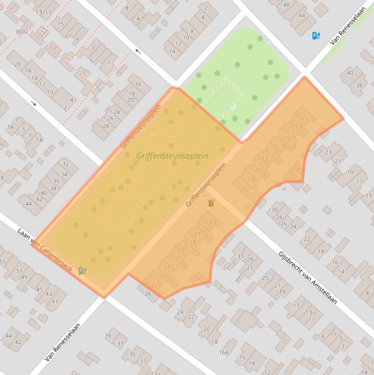 Kaart van postcodegebied 3703BE.