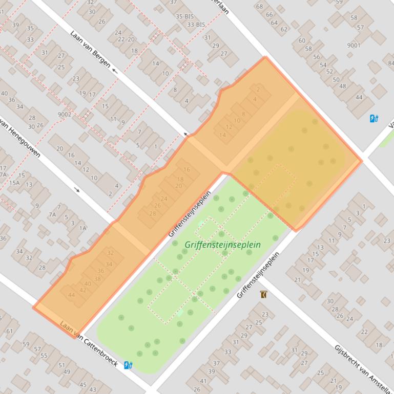 Kaart van postcodegebied 3703BG.