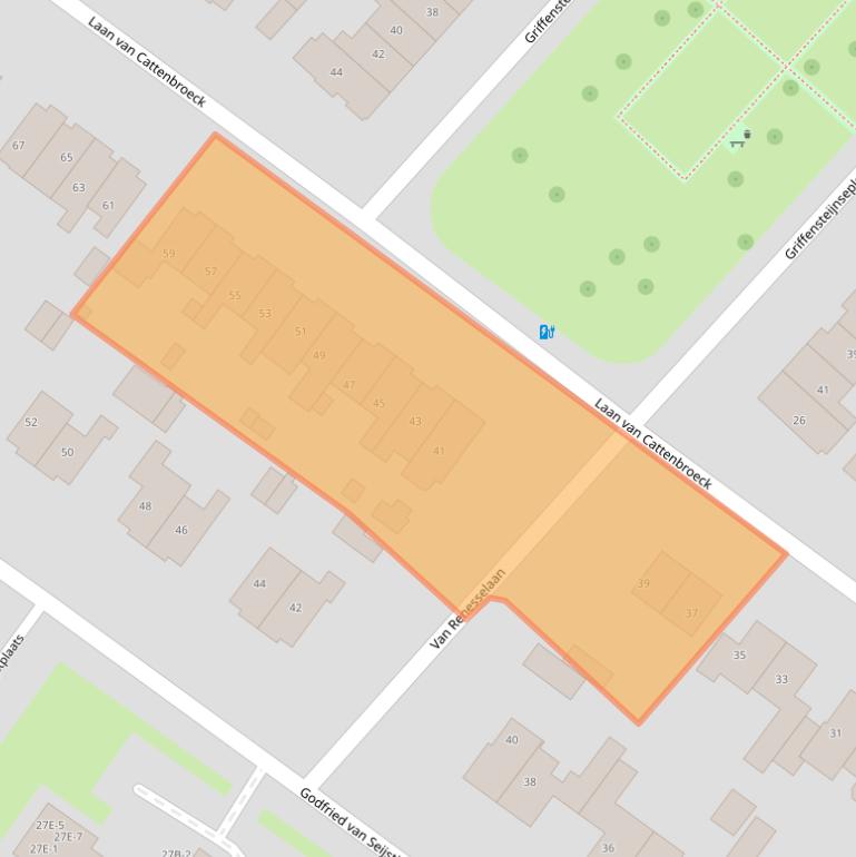 Kaart van postcodegebied 3703BJ.