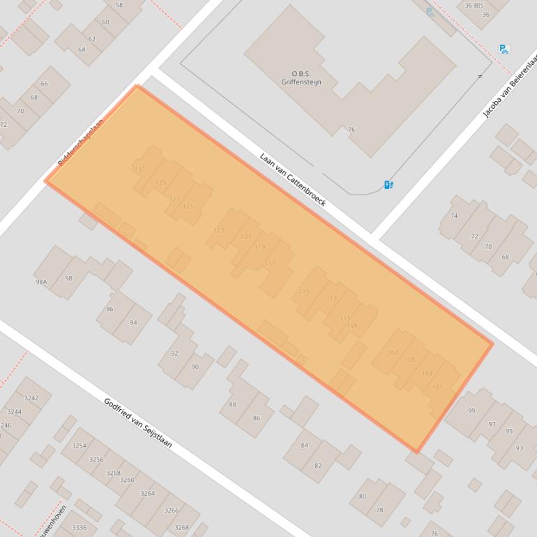 Kaart van postcodegebied 3703BL.