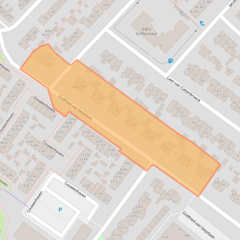 Kaart van postcodegebied 3703BV.