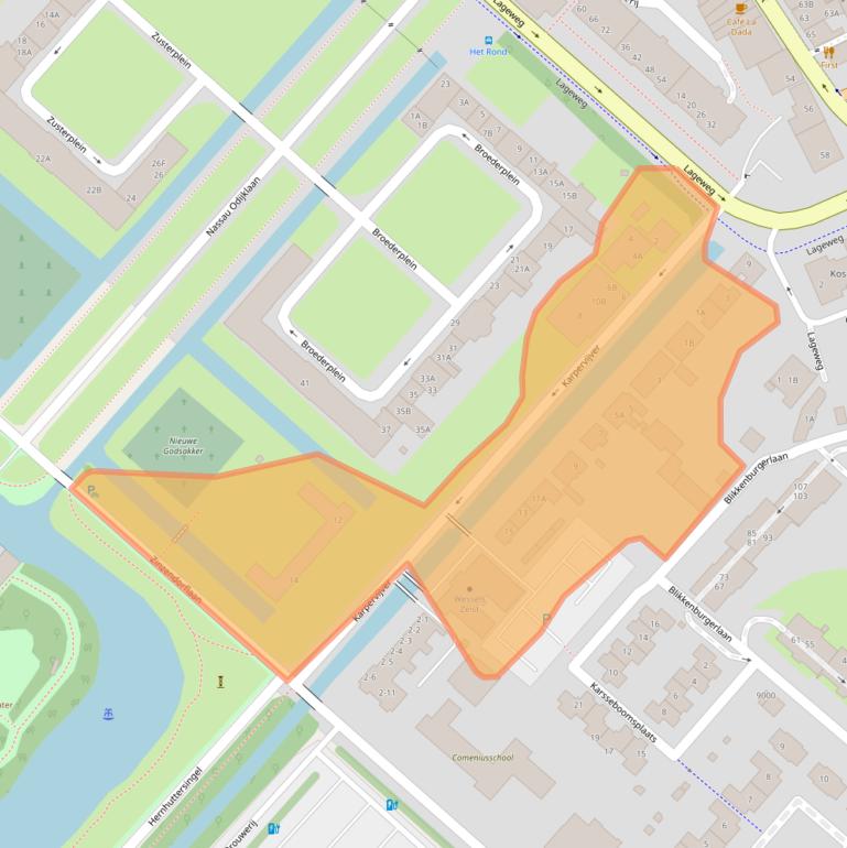 Kaart van postcodegebied 3703CJ.