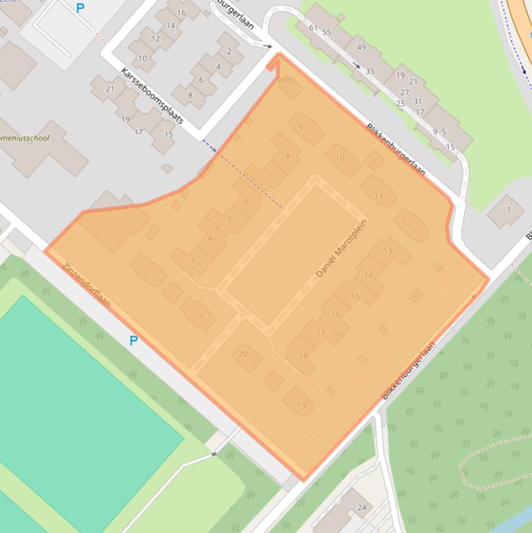 Kaart van postcodegebied 3703DC.