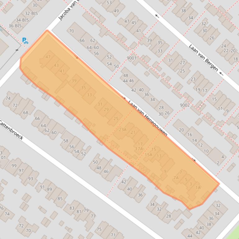 Kaart van postcodegebied 3703TC.