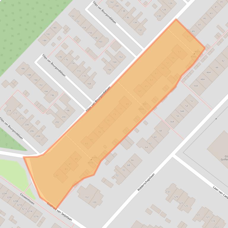 Kaart van postcodegebied 3703XB.