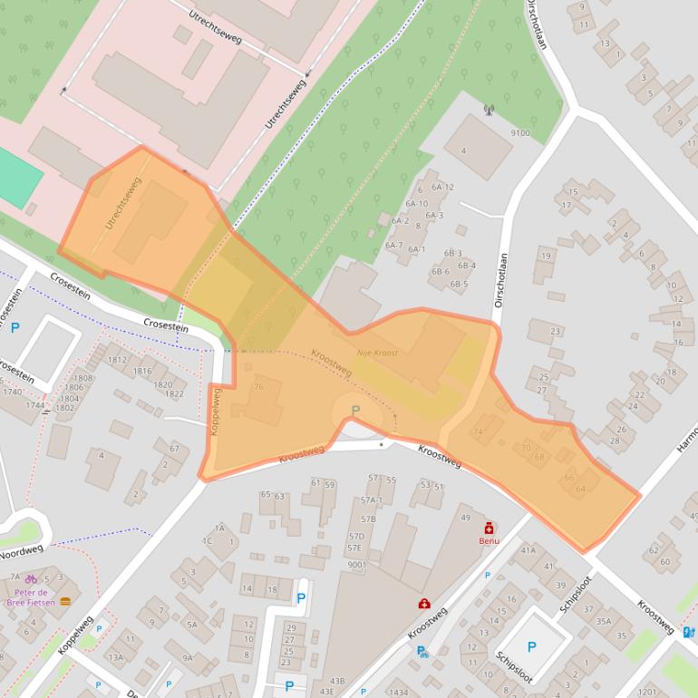 Kaart van postcodegebied 3704EG.