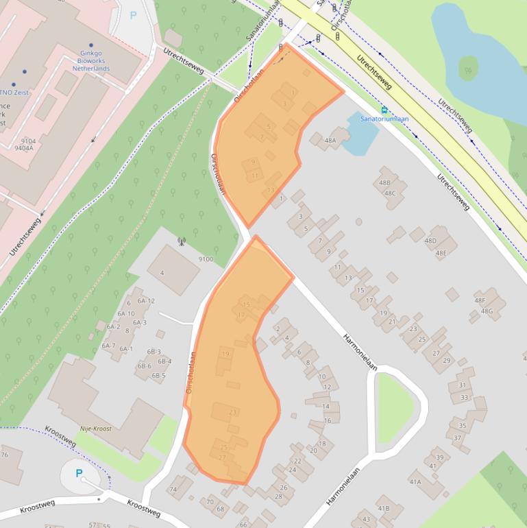 Kaart van postcodegebied 3704HK.