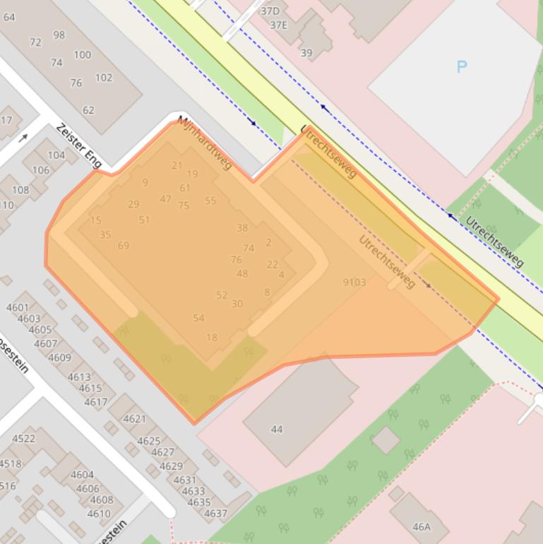 Kaart van postcodegebied 3704HX.