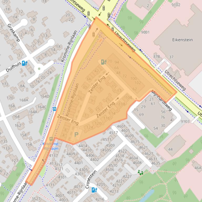 Kaart van postcodegebied 3704HZ.