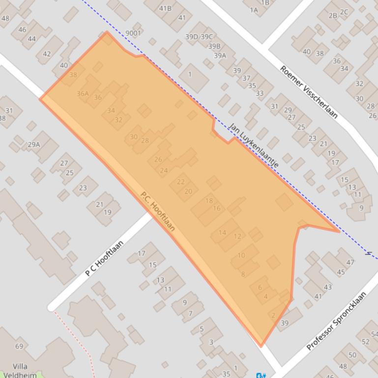 Kaart van postcodegebied 3705AH.