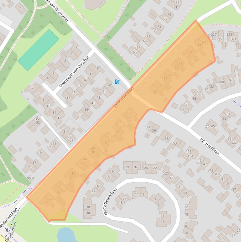 Kaart van postcodegebied 3705AP.