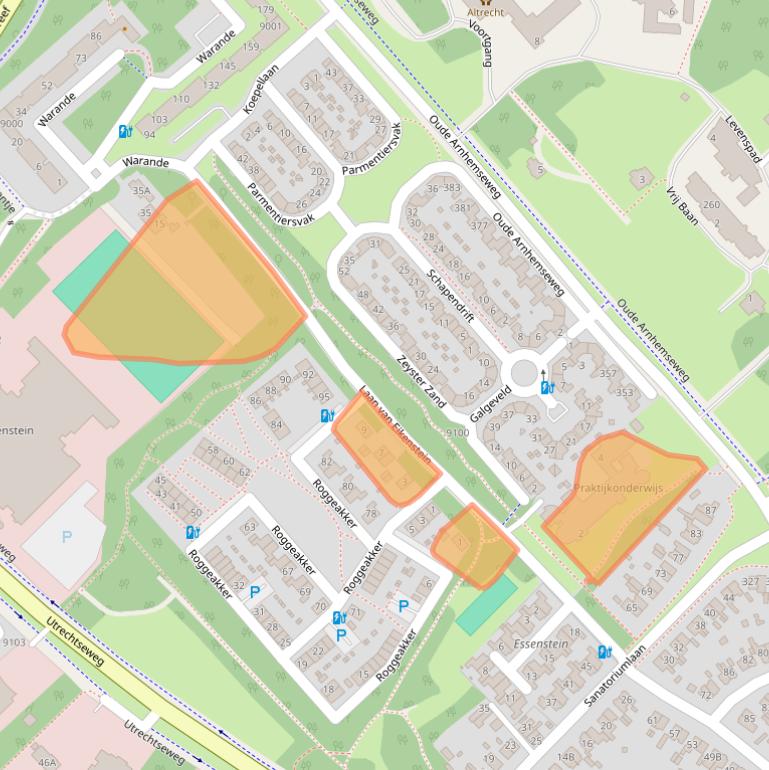 Kaart van postcodegebied 3705AR.