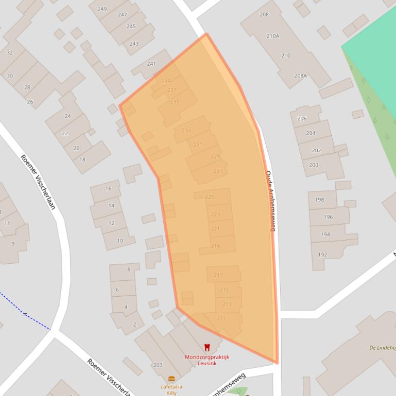 Kaart van postcodegebied 3705BC.