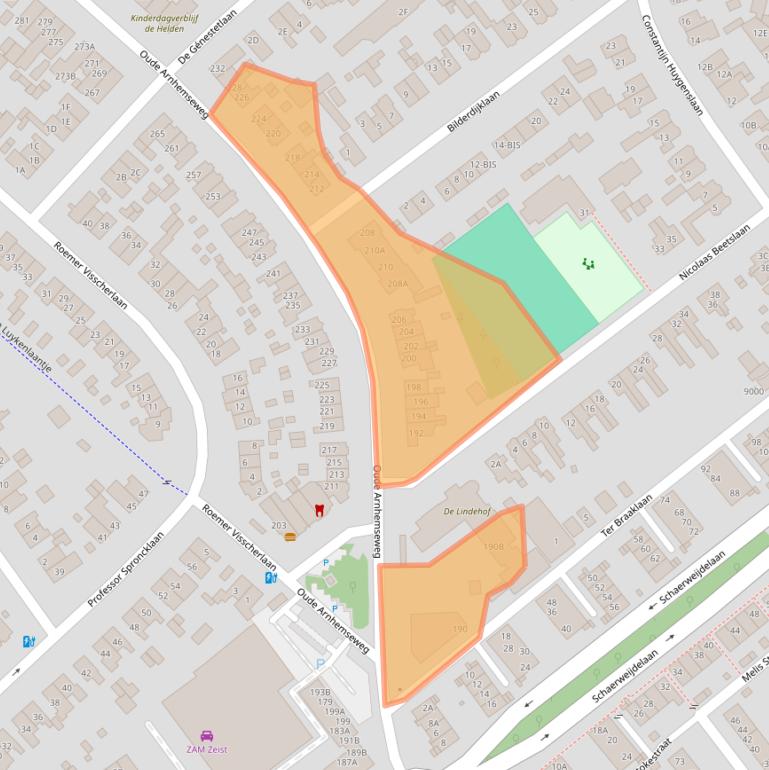 Kaart van postcodegebied 3705BH.