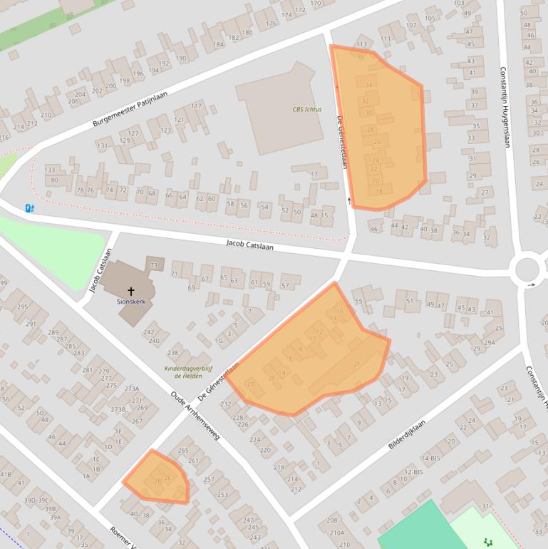 Kaart van postcodegebied 3705BV.