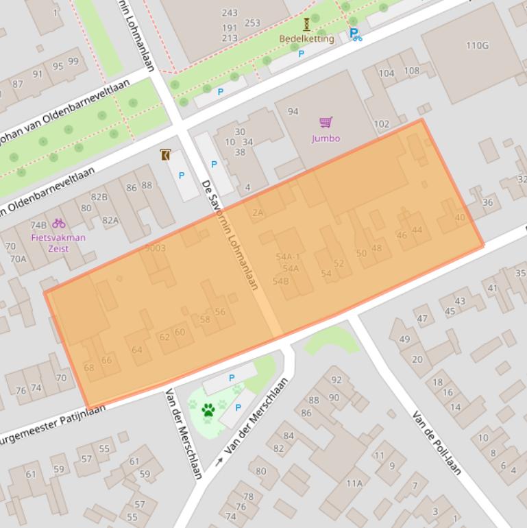 Kaart van postcodegebied 3705CG.