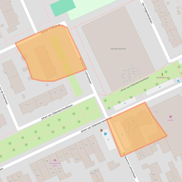Kaart van postcodegebied 3705CM.