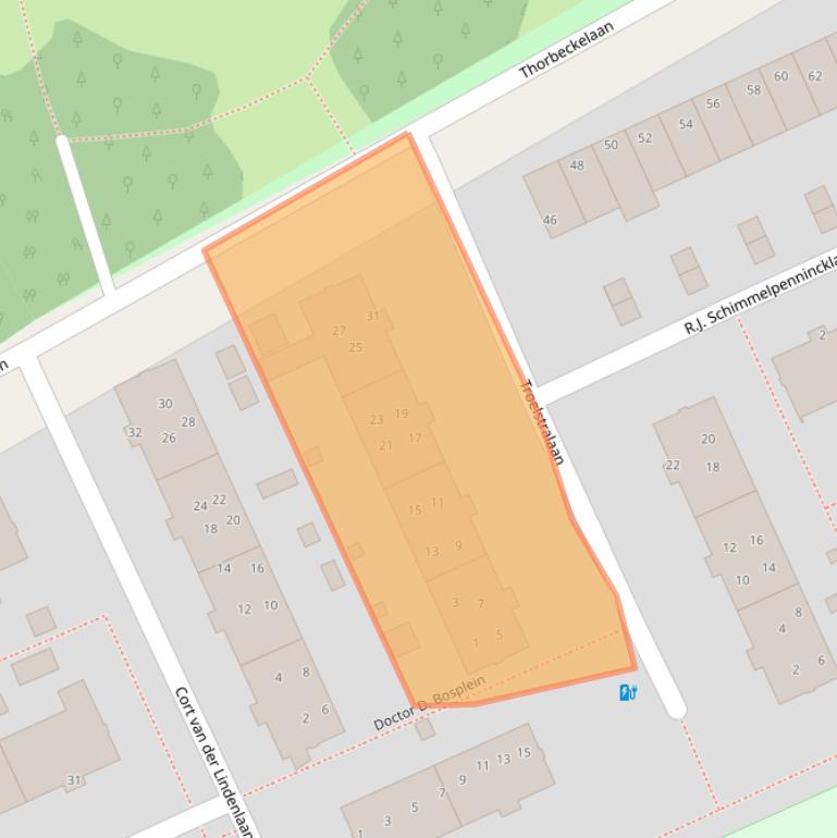 Kaart van postcodegebied 3705CP.