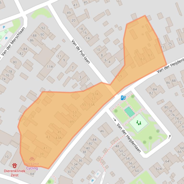 Kaart van postcodegebied 3705ED.