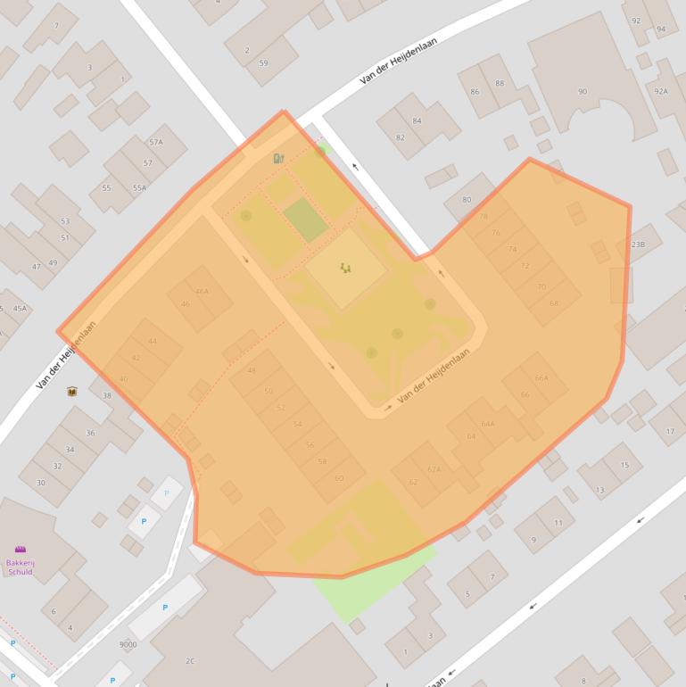 Kaart van postcodegebied 3705EH.