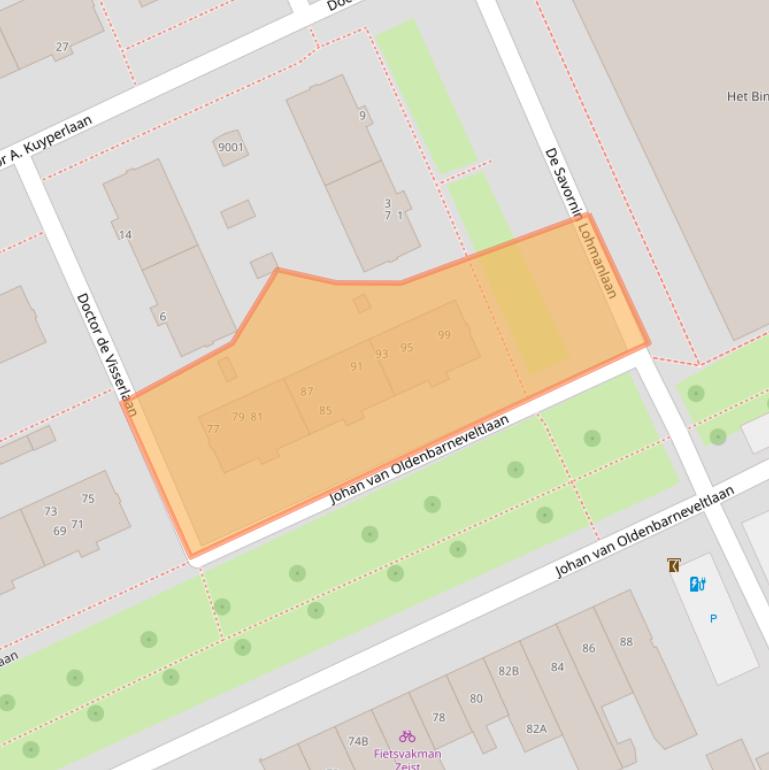 Kaart van postcodegebied 3705HC.