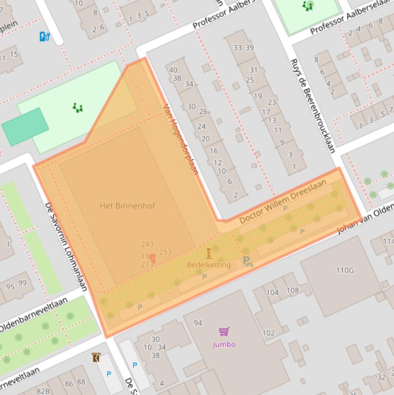 Kaart van postcodegebied 3705HE.