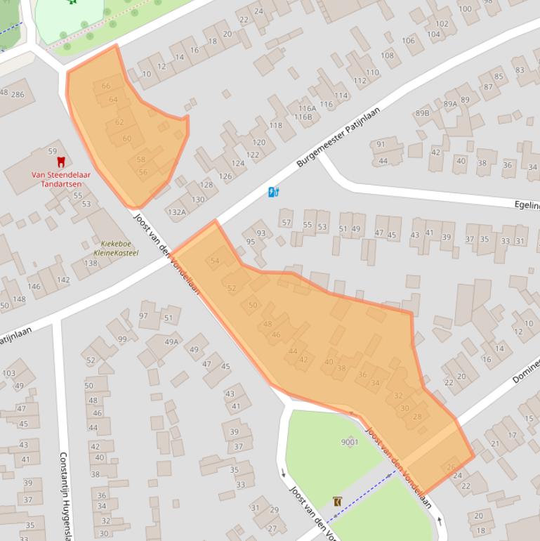 Kaart van postcodegebied 3705JE.