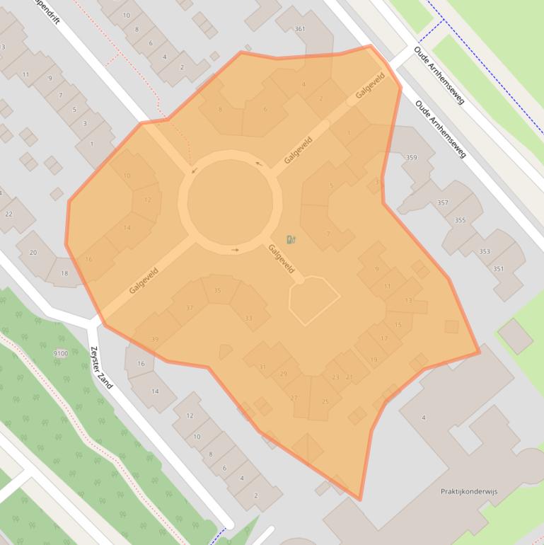 Kaart van postcodegebied 3705MB.