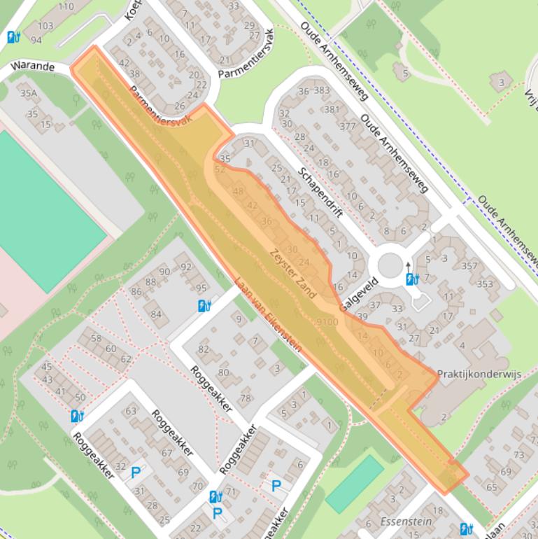 Kaart van postcodegebied 3705MC.