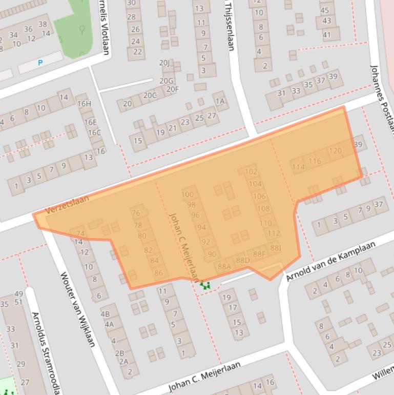 Kaart van postcodegebied 3705PN.