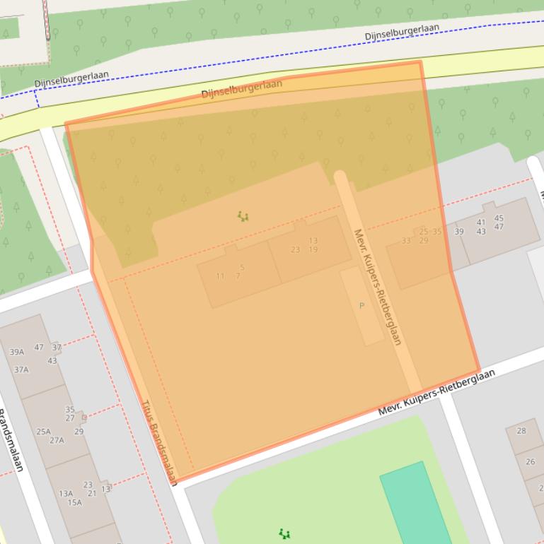 Kaart van postcodegebied 3705PT.