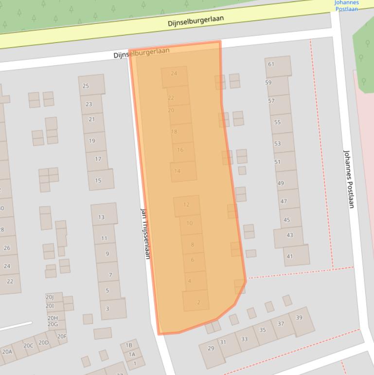 Kaart van postcodegebied 3705RE.