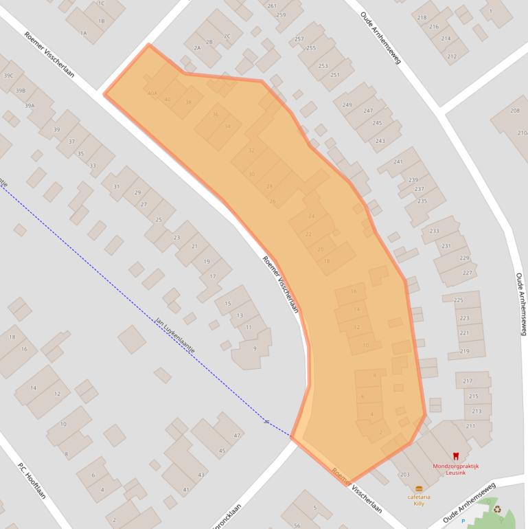 Kaart van postcodegebied 3705SG.