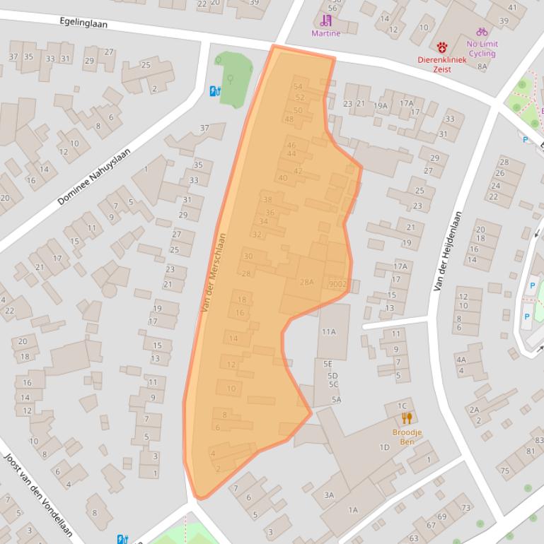 Kaart van postcodegebied 3705TH.