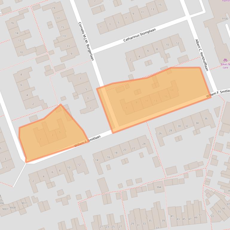 Kaart van postcodegebied 3705TX.