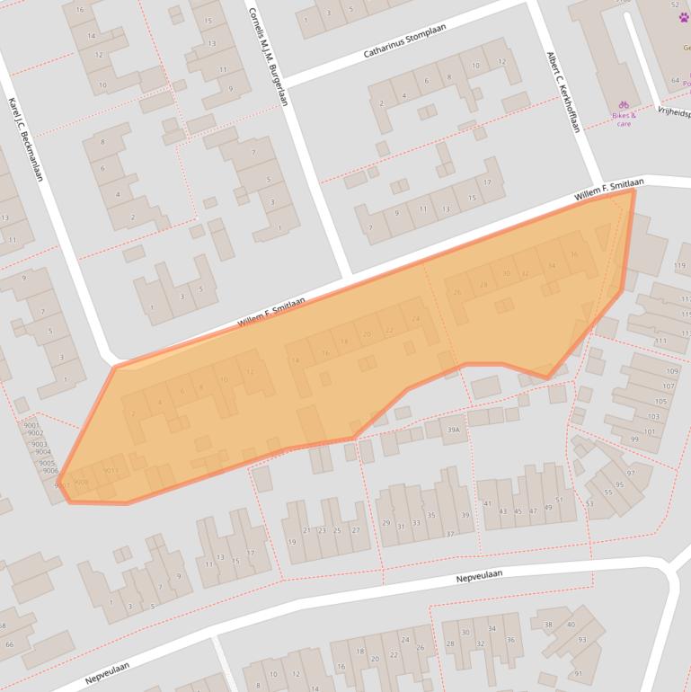 Kaart van postcodegebied 3705TZ.