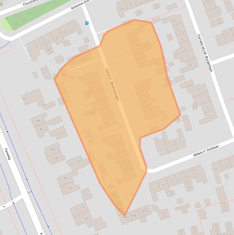 Kaart van postcodegebied 3705VC.