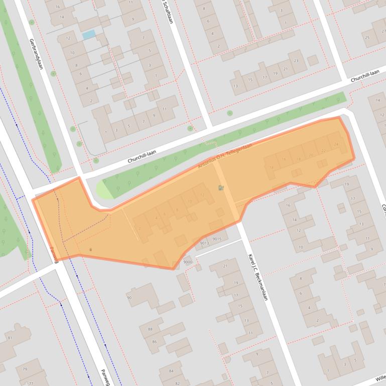 Kaart van postcodegebied 3705VD.