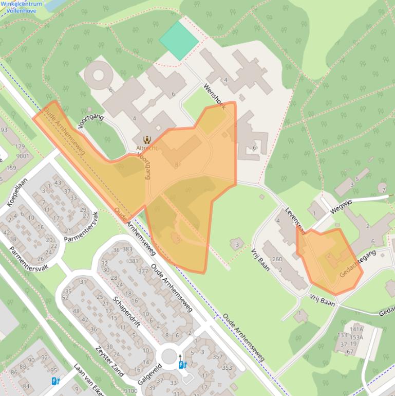 Kaart van postcodegebied 3705WB.