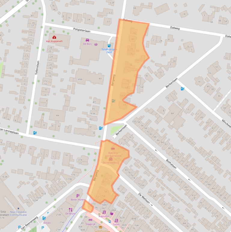 Kaart van postcodegebied 3707AD.
