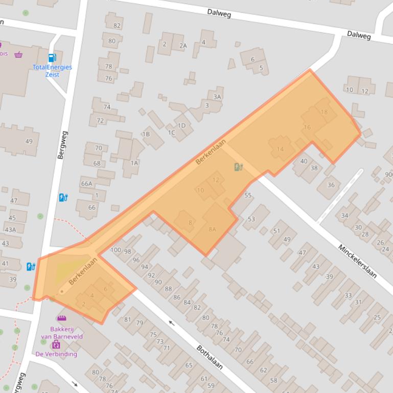 Kaart van postcodegebied 3707BC.