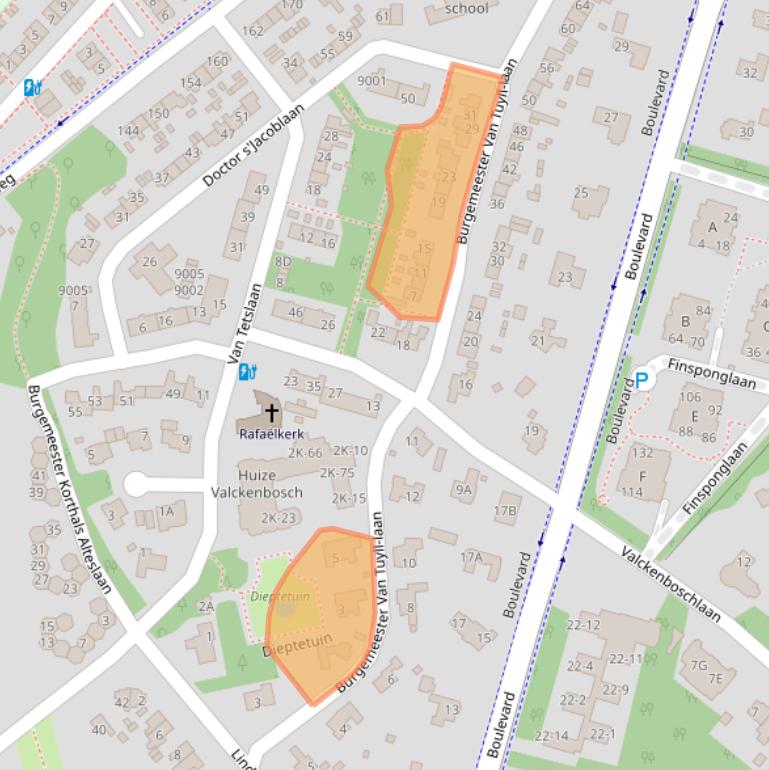 Kaart van postcodegebied 3707CT.