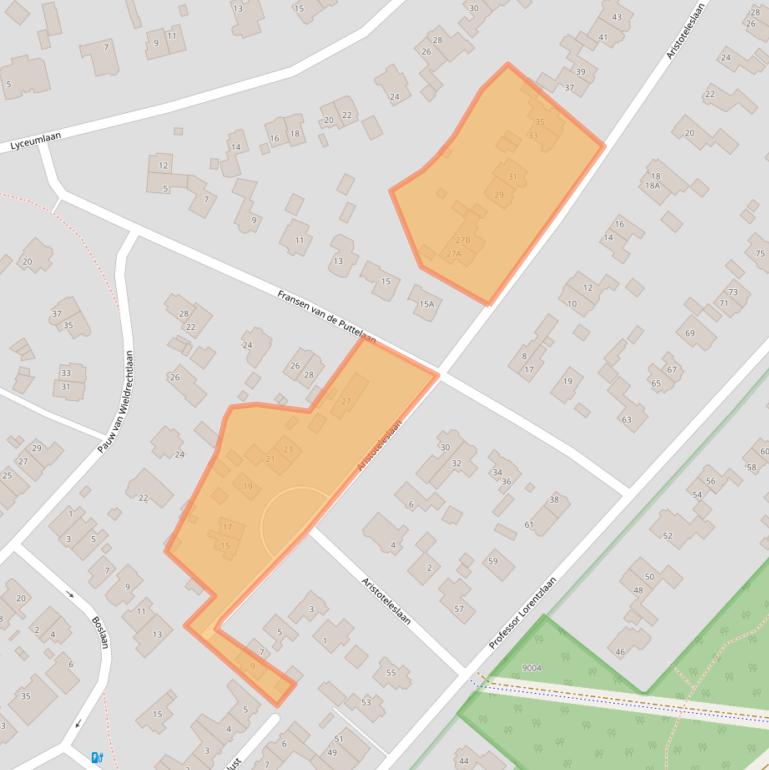 Kaart van postcodegebied 3707EK.