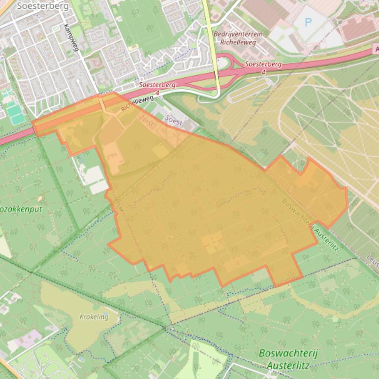 Kaart van postcodegebied 3707JX.