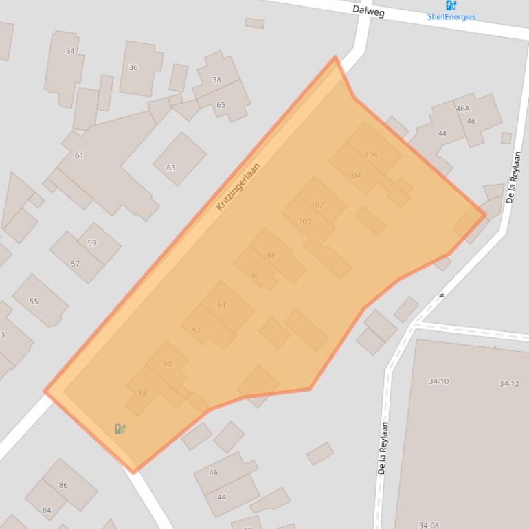 Kaart van postcodegebied 3707TE.