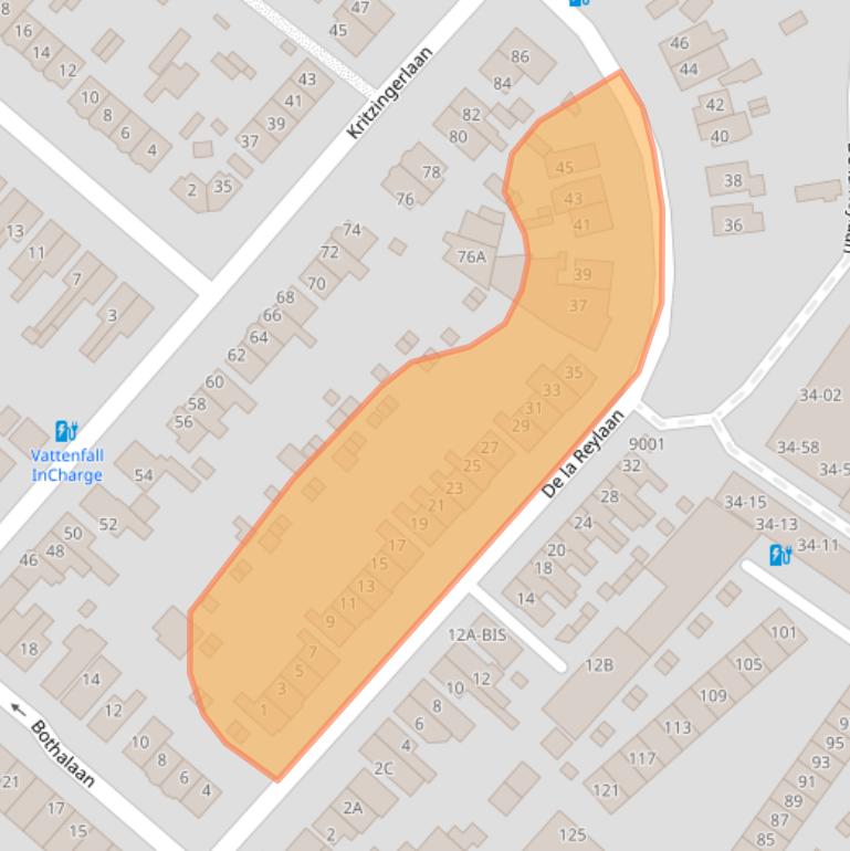 Kaart van postcodegebied 3707TK.