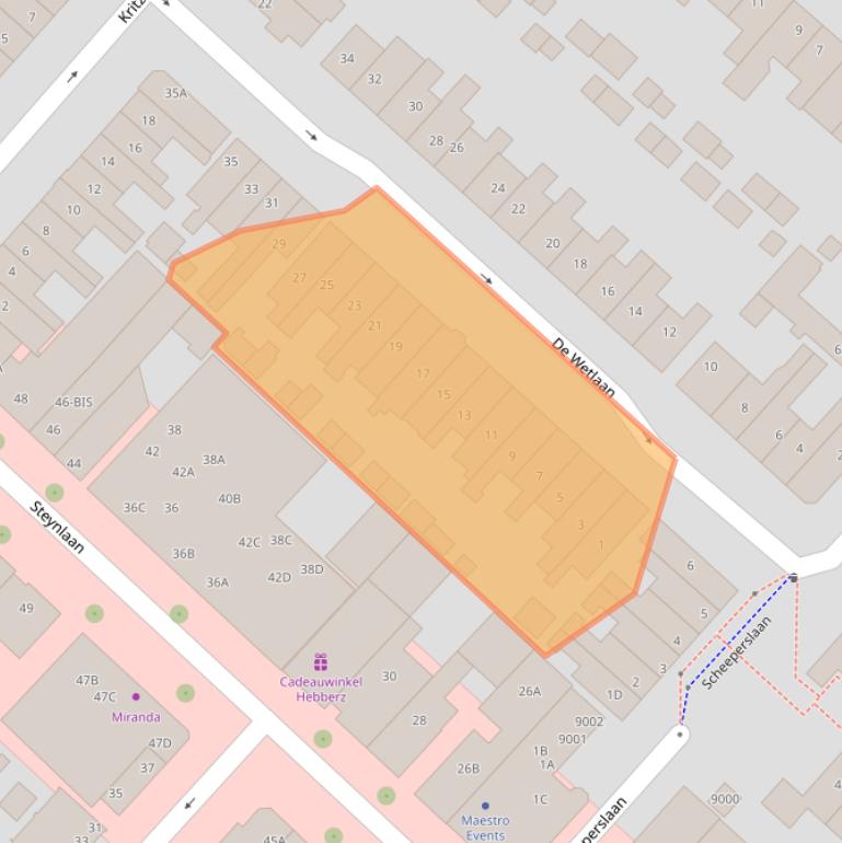 Kaart van postcodegebied 3707XA.